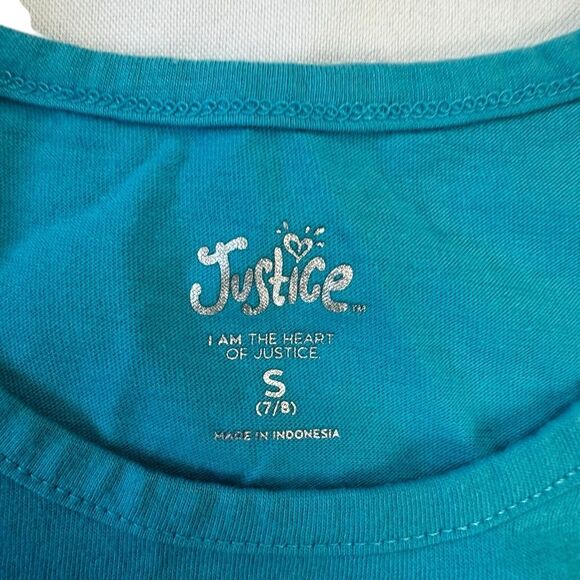 Justice Girls Set of 2 Graphic Tank Tops Sz S 7/8 Blue Gray Multicolor Tie Up - Picture 5 of 6